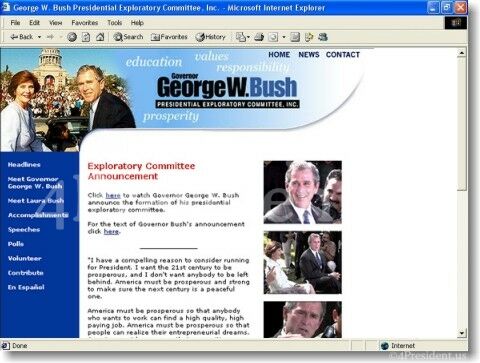 George W. Bush 2000 Website Home Page - March 10, 1999