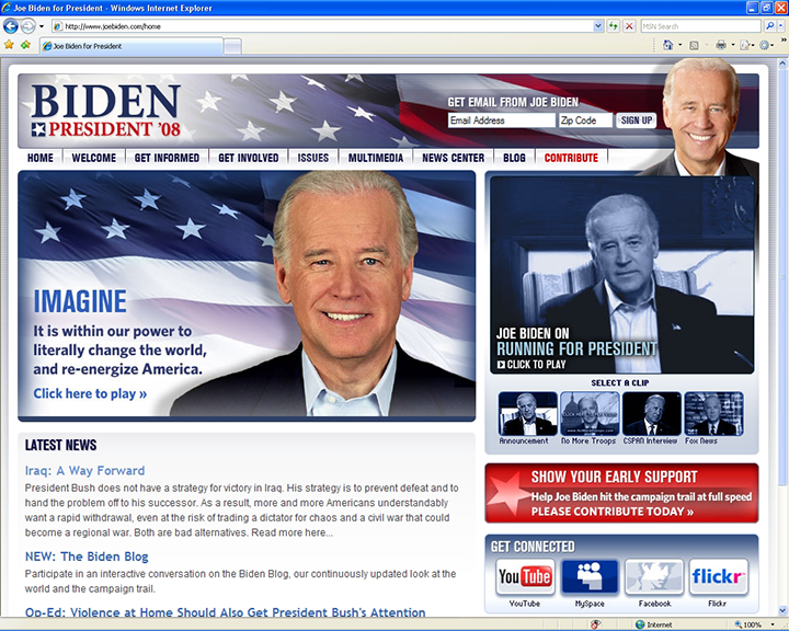 Joe Biden 2008 Website - January 31, 2007