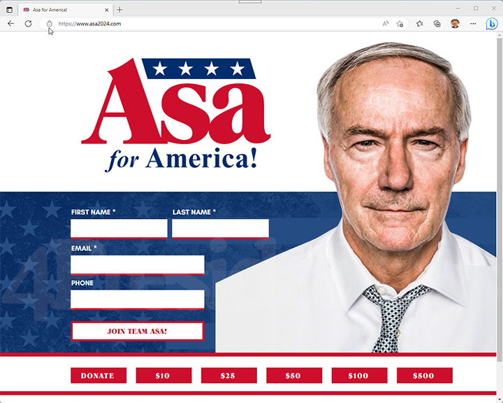 Asa Hutchinson 2024 Website, April 17, 2023