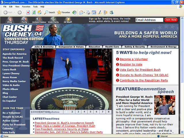 George W Bush 2004 Website