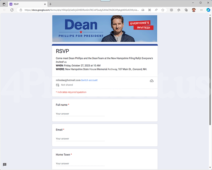 Dean Phillips 2024 Website, October 26, 2023