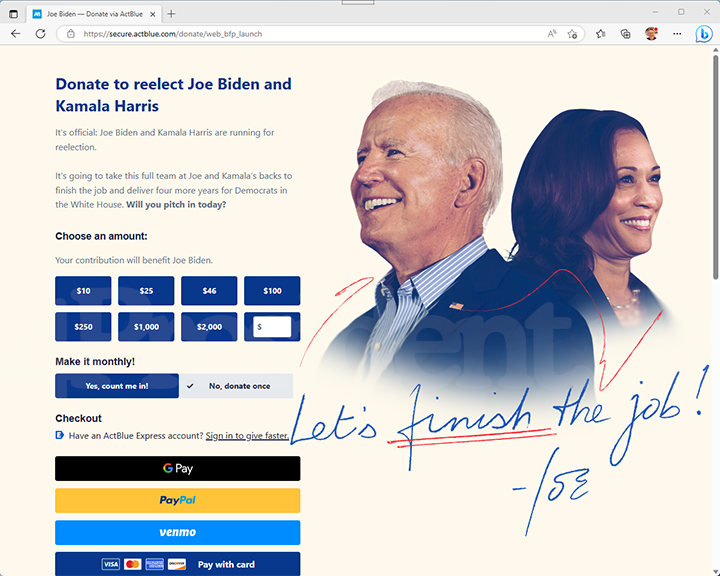 Joe Biden 2024 Website, April 25, 2023