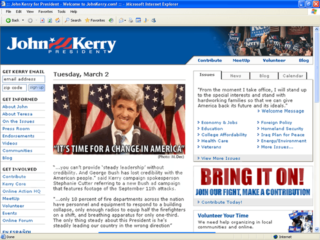 John Kerry 2004 Website
