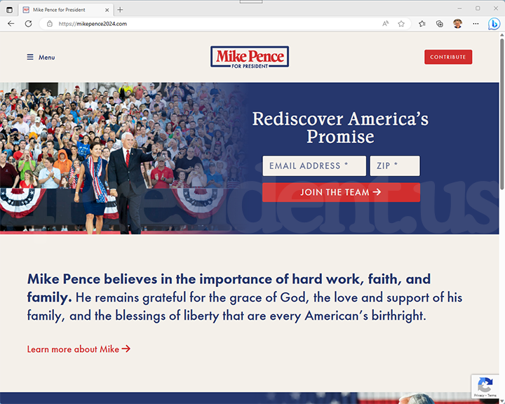 Mike Pence 2024 Website, June 7, 2023