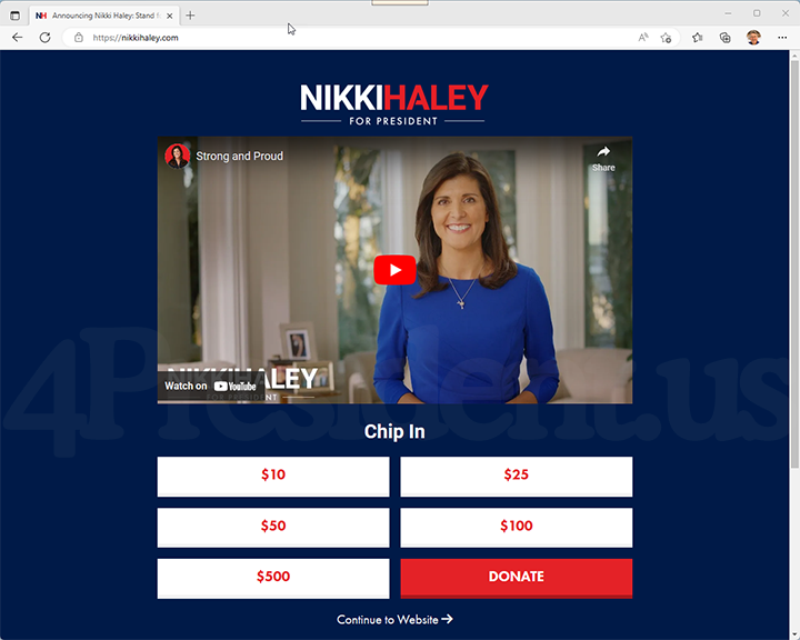 Nikki Haley 2024 Website, February 14, 2023