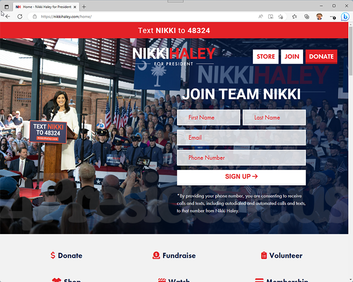 Nikki Haley 2024 Website, March 31, 2023