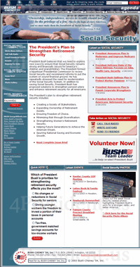 George W. Bush 2004 The President's Plan to Strengthen Retirement Security Web Page