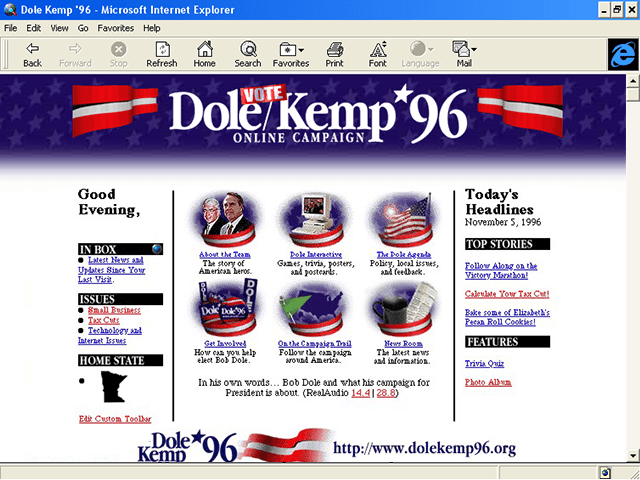 Dole Kemp 1996 Web Site