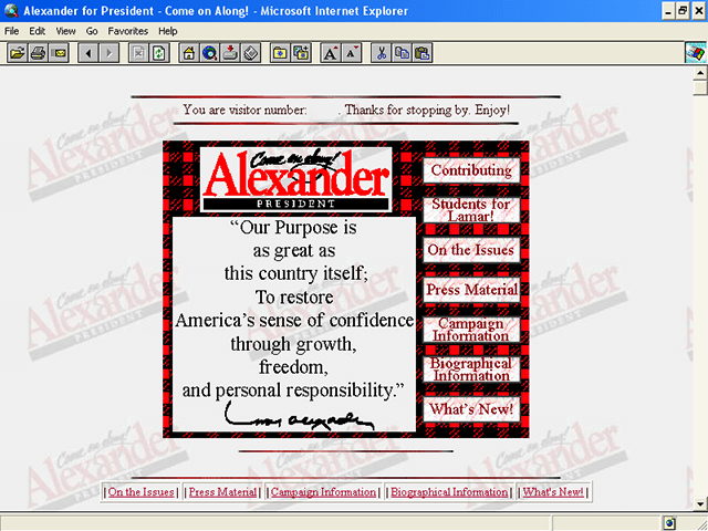 Lamar Alexander 1996 Web Site