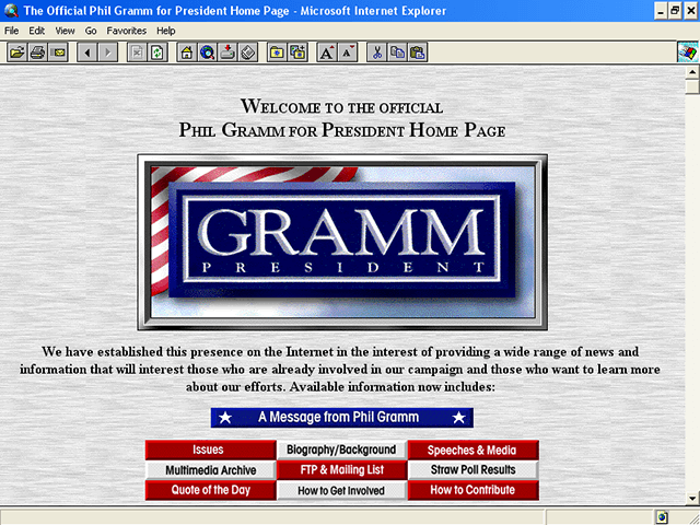 Phil Gramm 1996 Web Site