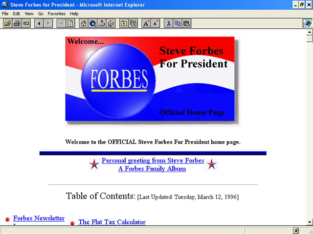 Steve Forbes 1996 Web Site