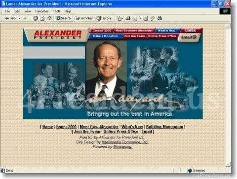 Lamar Alexander 2000 Website Home Page