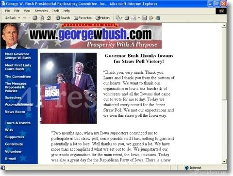 George W. Bush 2000 Website Home Page - August 15, 1999