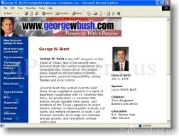 George W. Bush 2000 Website Biography - August 15, 1999