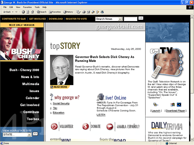 George W. Bush 2000 Web Site - July 25, 2000