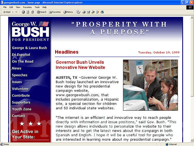 George W. Bush Web Site - October 18, 1999