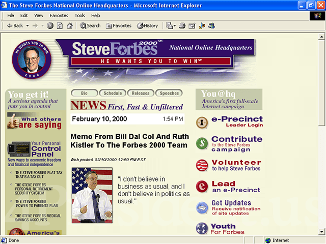 Steve Forbes 2000 Web Site