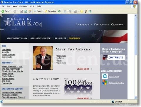 Wesley Clark 2004 Home Page on September 17, 2003