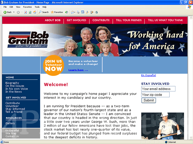 Bob Graham 2004 Web Site - May 6, 2003