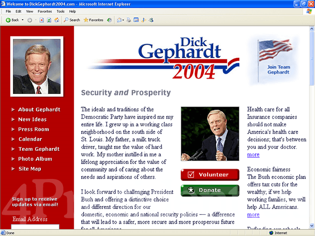 Dick Gephardt 2004 Web Site - February 10, 2003