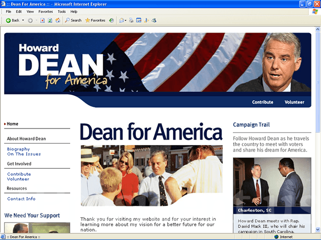 Howard Dean 2004 Web Site - January 23, 2003