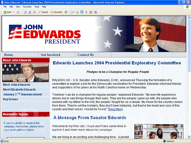 John Edwards 2004 Web Site - January 4, 2003