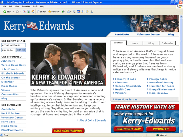 Kerry Edwards 2004 Web Site - July 6, 2004