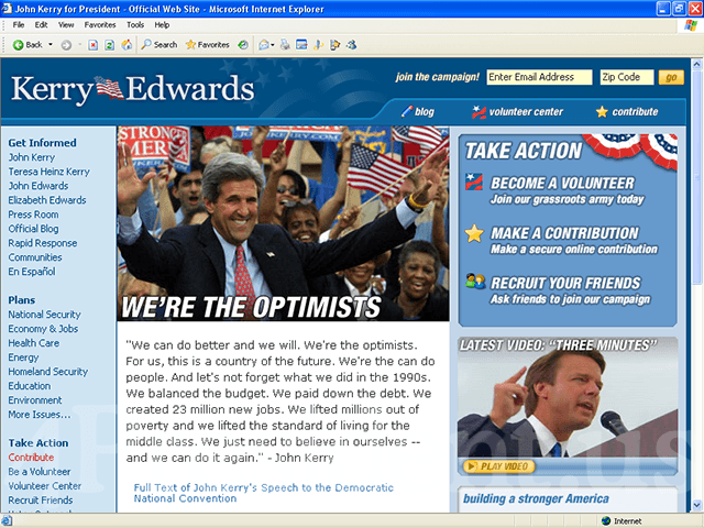 Kerry Edwards 2004 Web Site - July 23-29, 2004