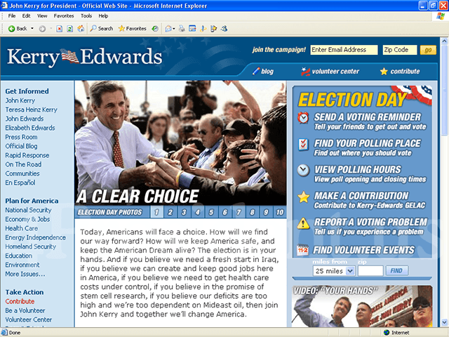 Kerry Edwards 2004 Web Site - November 2-3, 2004