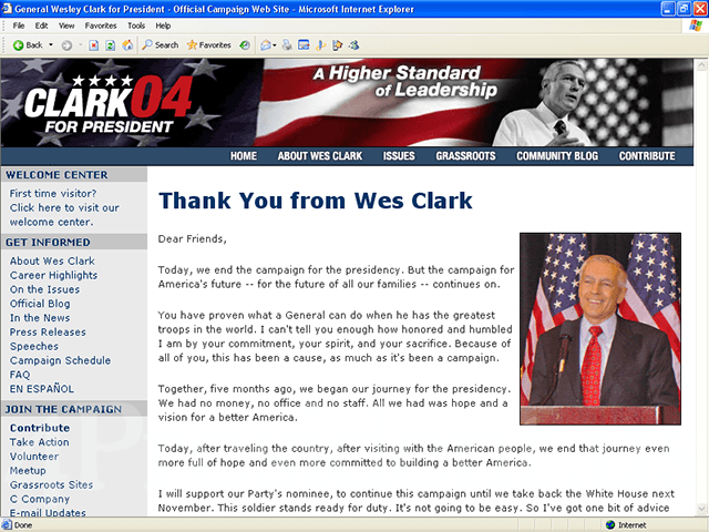 Wesley Clark 2004 Web Site - February 11, 2004