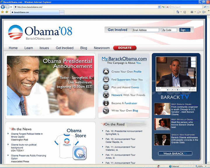 Barack Obama 2008 Website - February 10, 2007