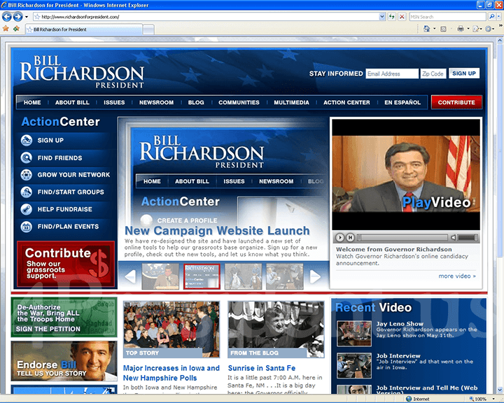 Bill Richardson 2008 Website - May 21, 2007