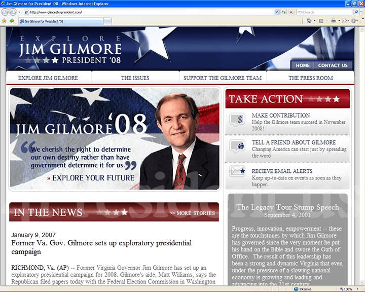 Jim Gilmore 2008 Website - February 13, 2007