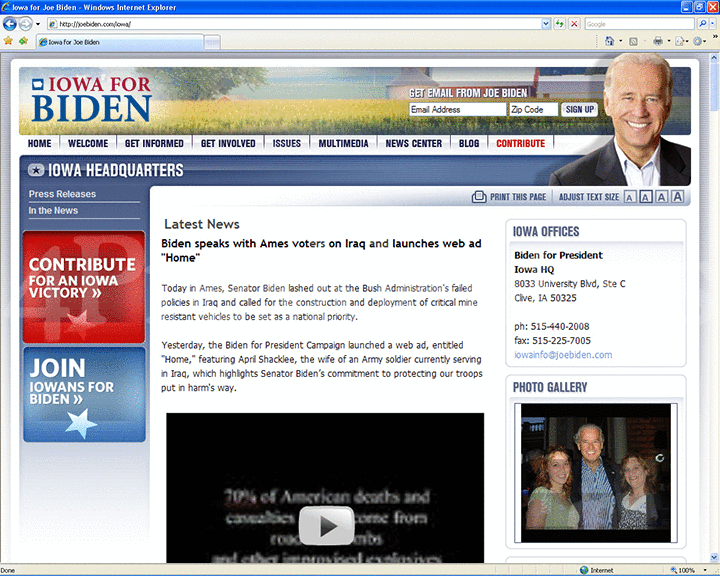 Joe Biden 2008 Website - May 27, 2007