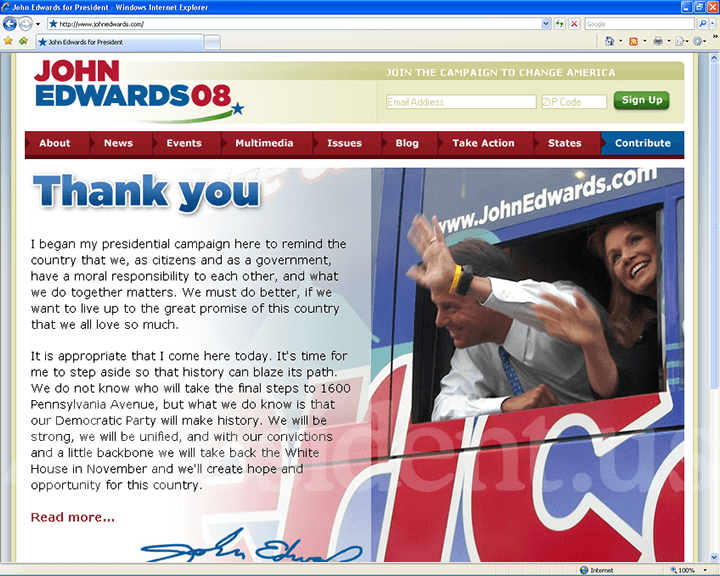 John Edwards 2008 Website - January 30, 2008