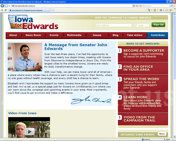 John Edwards 2008 Website - May 10, 2007