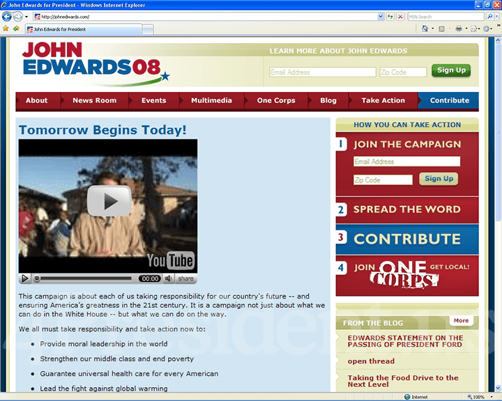 John Edwards 2008 Website - December 27, 2006