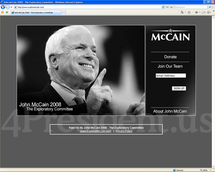 John McCain 2008 Website - November 15, 2006