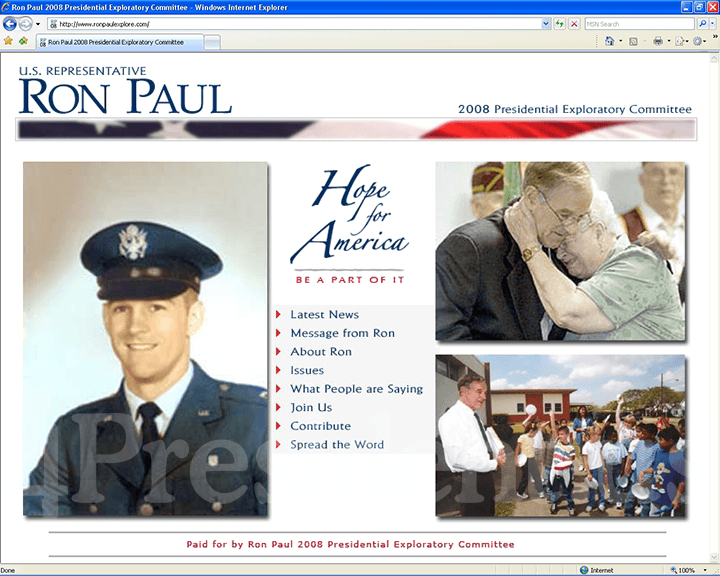 Ron Paul 2008 Website - March 12, 2007
