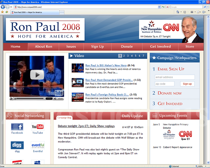 Ron Paul 2008 Website - June 5, 2007