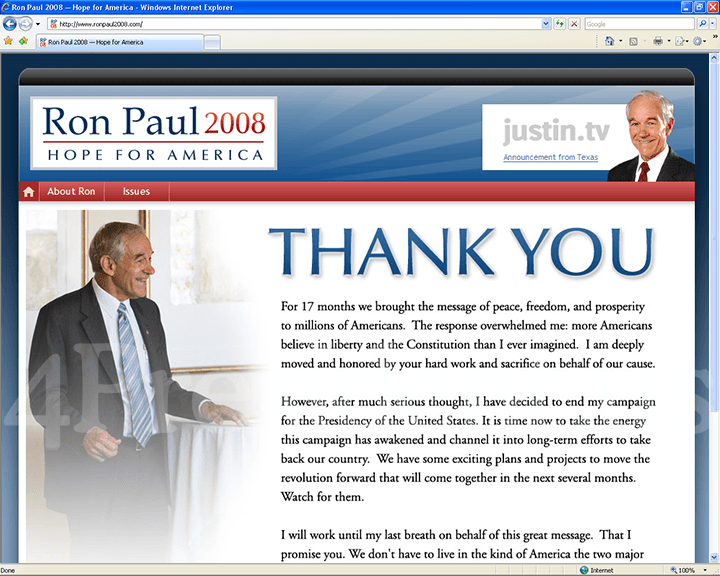 Ron Paul 2008 Website - June 12, 2008