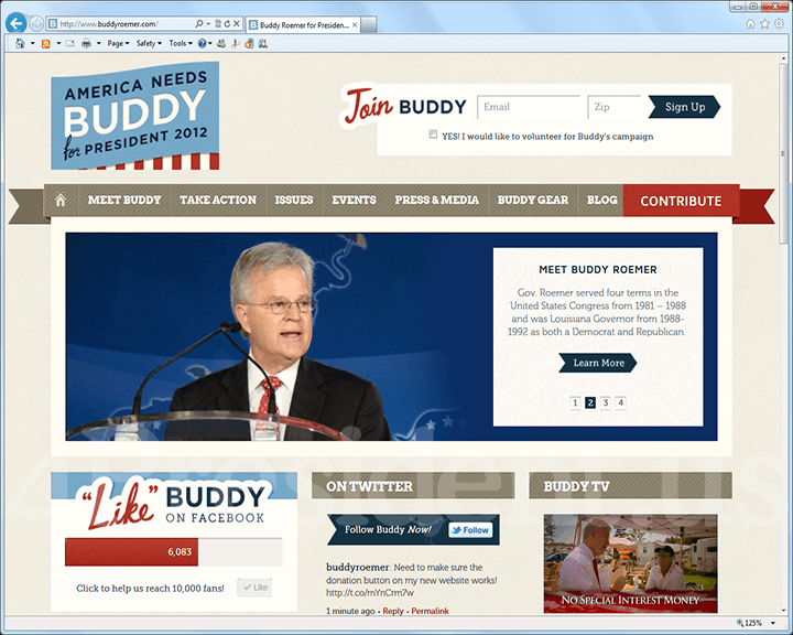 Buddy Roemer 2012 Website - October 24, 2011