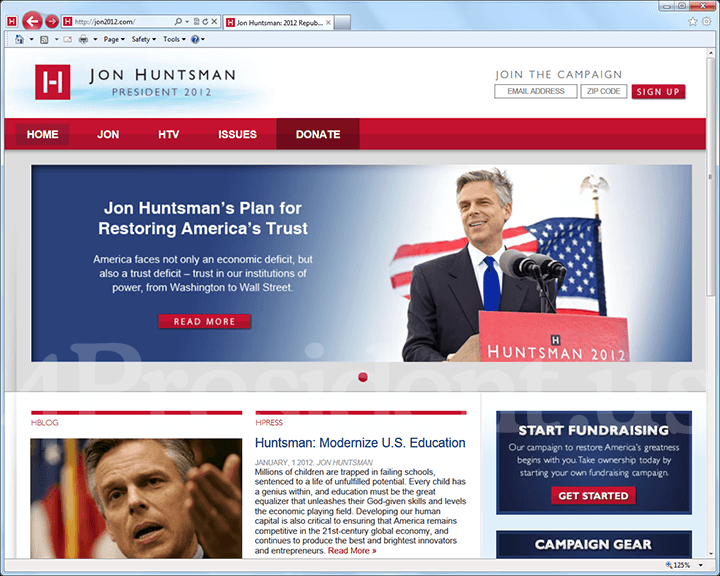 Jon Huntsman 2012 Website - January 16, 2012
