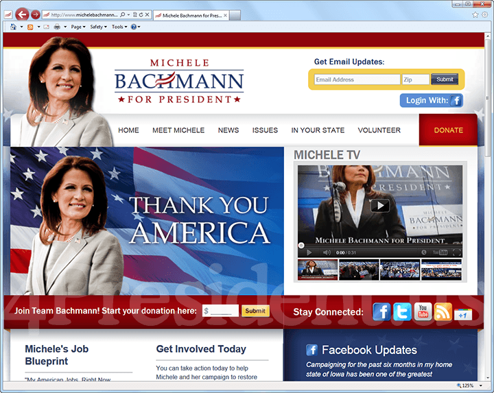 Michele Bachmann 2012 Website - January 4, 2012