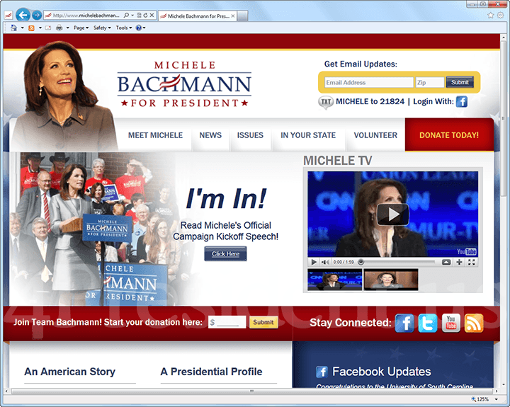 Michele Bachmann 2012 Website - June 27, 2011