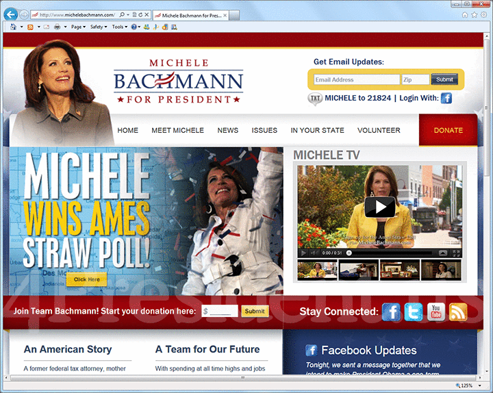 Michele Bachmann 2012 Website - August 13, 2011