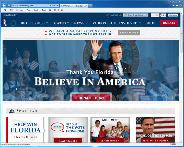 Mitt Romney 2012 Website - January 31, 2012