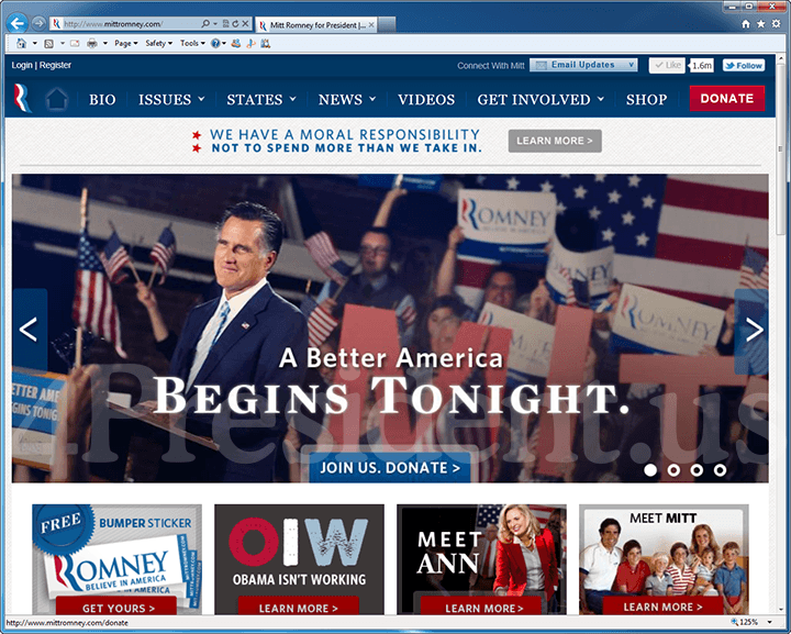 Mitt Romney 2012 Website - April 24, 2012