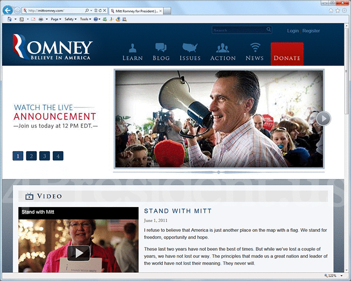 Mitt Romney 2012 Website - June 2, 2011
