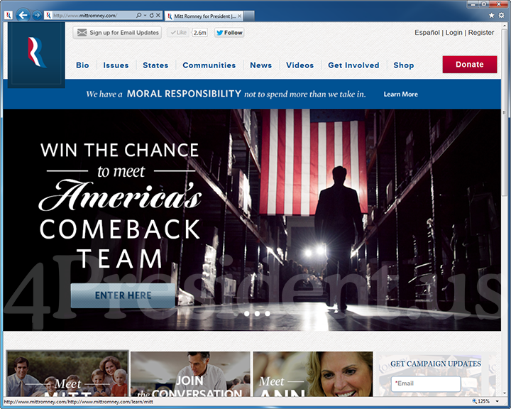 Mitt Romney 2012 Website - July 23, 2012